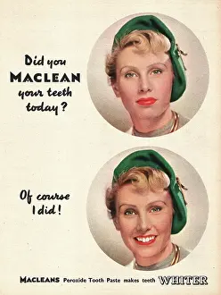 Macleans: 1950 UK Magazine Advert Macleans Toothpaste