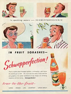 Squash: 1950 UK Magazine Advert Schweppes Fruit Squash