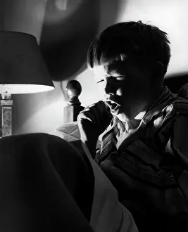 Sneeze: 1950s 1960s Boy Bed Cold Night
