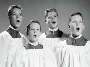 Choirboys: 1950S 1960s FOUR CHOIR BOYS SINGING