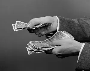 Donating: 1950s 1960s MAN'S HANDS COUNTING AND HANDING