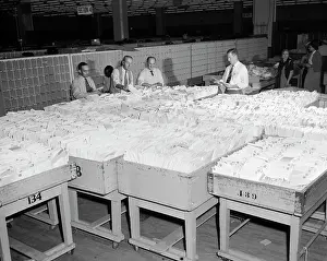 Bins: 1950s 4 Men Sort Sorting Letters