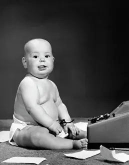 Diapers: 1950s Baby In Diaper Sticking