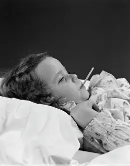 Sufferer: 1950s Child Thermometer Sick Cold