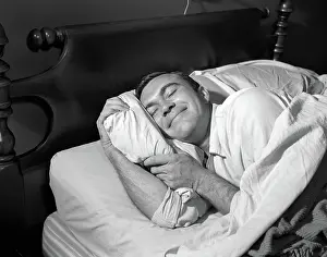 Sublime: 1950s CLOSE-UP OF MAN SLEEPING PEACEFULLY IN