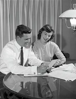 Budgets: 1950s COUPLE HUSBAND WIFE DINING TABLE GOING