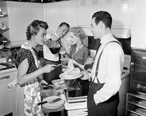 Toaster: 1950s Two Couples In Kitchen Man