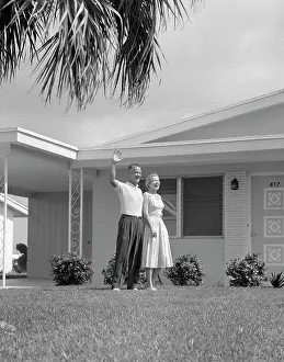 Manicured: 1950s Elderly Couple Standing