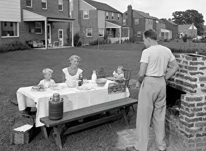 Cookout: 1950s Family In Backyard Cooking