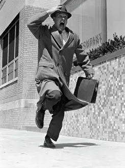 Frantic: 1950s Frantic Man Running Down