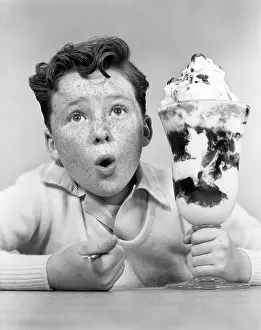 Sundae: 1950s Freckle Faced Boy With Funny