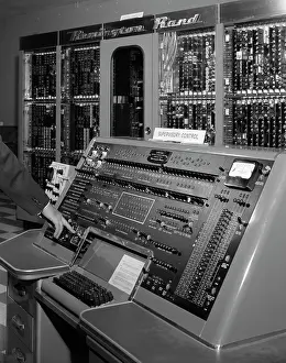 Univac: 1950s Hand On Control Panel Of