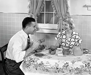 Brunch: 1950s Husband And Wife At Breakfast