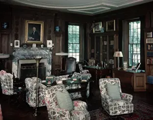 Chintz: 1950s Interior Of Library Room