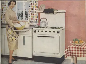 1950s kitchen with housewife