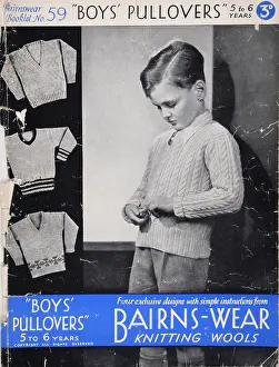 Pullover: 1950s, knitting pattern, packaging, children's