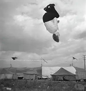 Oddity: 1950s Man Tightrope Walker Jumping