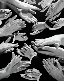 Montages: 1950s MONTAGE OF MANY MAN AND WOMAN HANDS CLAPPING