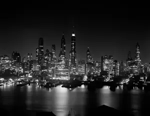 1950s Night Skyline Midtown Manhattan