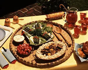 Macaroni: 1950s platter of asparagus beef stew with pineapple