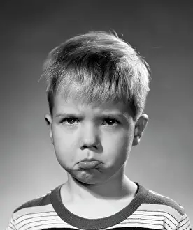 Pout: 1950s Portrait Blonde Boy Sad
