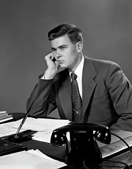 1950s Retro Man Business Bored