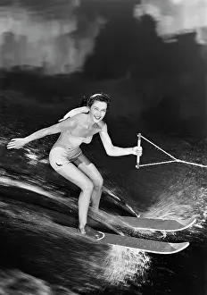 Exhilaration: 1950s Smiling Woman In A Bathing