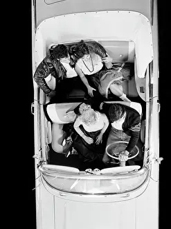 Convertibles: 1950s two teen couples in convertible