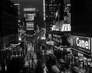 Horizontals: 1950s Times Square Night From