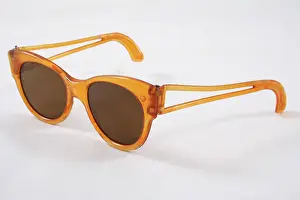 Lenses: 1950's uptilted rectangular sunglasses, tinted