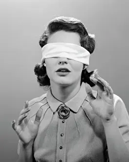 Unseen: 1950s Woman Blindfolded