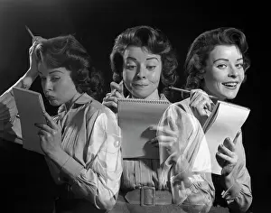 Steno: 1950s Woman Office Worker Holding