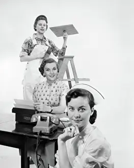 Providers: 1950s three women one behind the other various