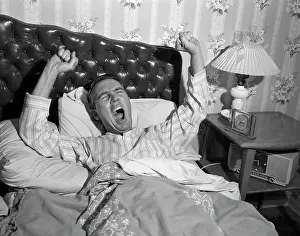 Headboard: 1950s Yawning Stretching Man In
