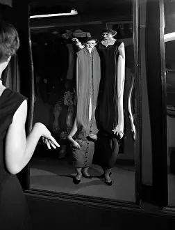 Distorted: 1950s Young Women Looking At Herself