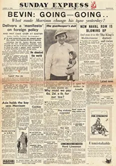 Bevin: 1951 Sunday Express Ernest Bevin to resign