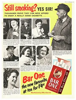 Vaping: 1952 UK advert Bar One cigarettes
