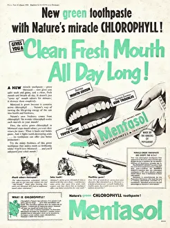 Gums: 1952 UK advert Mentasol tooth paste