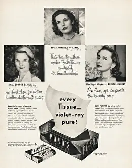 Tissues: 1952 U.S Magazine Pond's Tissues Advert