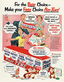 Cereals: 1952 U.S. Magazine Post's Cereals Advert