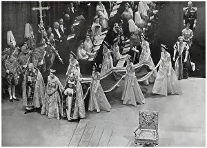 Willoughby: 1953 Coronation - her train borne by six maidens