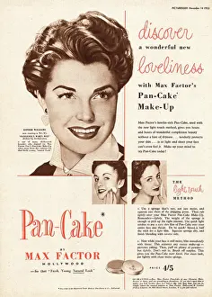 Factor: 1953 UK magazine advert Max Factor Pan-Cake