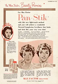 Rosetta: 1953 UK magazine advert Max Factor Pan-Stick