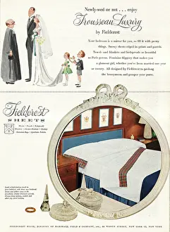 Bedspread: 1953 U.S. Magazine Fieldcrest Sheets Advert