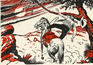 Kitsch: 1958, red, black and white comic book style