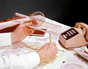 Grown Up: 1960s 1970s Man Pilot Hands Plotting Mapping Private Airp