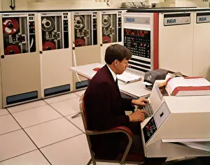 Mainframe: 1960s 1970s Man Seated Keyboard