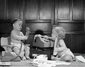 Diapers: 1960s 2 Babies In Diapers 1 On