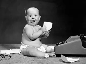 Mimic: 1960s Baby At Adding Machine
