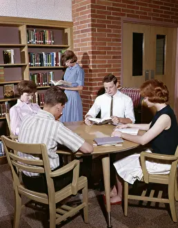 Literate: 1960s College Students Studying